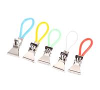 HORIALENCE Metal Towel Clips Beach Towel Pins with Colored Rope Lightweight 20pcs Sturdy Hanging Clamps and Clothes for Camping and Bathing