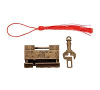 HORIALENCE Mini Antique Copper Padlock with Keys, Vintage Style Small Jewelry Box Lock, Decorative Drawer Latch for Cabinets and Boxes, Retro Chinese Old-Style Padlock Set