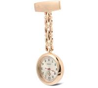HORIALENCE Nurse Pocket Watch Glow in The Dark Hanging Alloy Fob Watch Rose Gold Case Sunburst Dial Accurate Clip-on for Women Medical Use