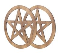 HORIALENCE Pentagram Rustic Wooden with Hanging Wood Intricate Wall Decor 2pcs or Carving and Dynamic Star Patterns, Five- for Decoration Bedroom Altar