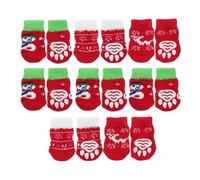 HORIALENCE Pet Socks for Christmas Holiday Season Cotton with Christmas Pattern Non-slip 4 Sets, Protect against Salt for Puppy and Dog