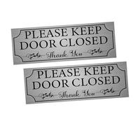 HORIALENCE Please Keep Door Closed Sign Stickers 2pcs, Adhesive Metal Bathroom Door Decal for Restroom, Office, Business Notice and Decorative Warning Signs