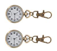 HORIALENCE Pocket Watch Keychain Accurate and Constant Time with Big Watch Face Design 2pcs Golden Alloy and Titanium Metal Material Nurses for Travel and Everyday Use