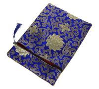 HORIALENCE Portable Pen Bag Anti-Scratch Pen Case Books Bag with Reusable Tough Artificial Silk Cloth Material in Blue Chinese Style Simple Chic Design for Organizing Receipts and Tickets