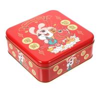 HORIALENCE Rabbit Pattern Candy Box Square Year of The Rabbit Sweets Container with Lucky Bag Design, Festive Cookie Packaging for New Year Giving and Party Favors, Portable Adorable Candy Case