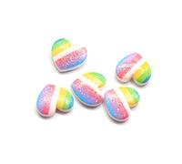 HORIALENCE Resin Rainbow Heart Ornaments DIY Craft Material Phone Case Decor for Boys and Girls Party School Project