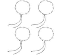 HORIALENCE Shoe Decoration Chic Stylish Design Silver with 4pcs on Rhinestones High Heel Chain Alloy Material Anti Lost for Women Special Occasions