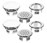 HORIALENCE Sink Overflow Drain Cover Minimalist Design 6pcs Easy to Install and Replace, Silver for Washbasin and Washstand for Home Decoration