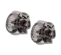 HORIALENCE Skull Finger Ring Watch Vintage Punk Flip-Open Cover Ring Watch Creative Crimson-Eyed Skull Design Women Daily Wear Accessories