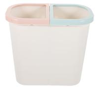 HORIALENCE Small Double Bin Dual Bin Trash Can Plastic Double Compartment Wide Application Big Opening White Home Garbage Can for Office and School