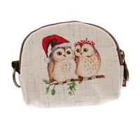 HORIALENCE Small Linen Cartoon Owl Key Bag Jewelry Storage Pouch for Portable Coin Lipstick Cash Organizer Travel Friendly Small Purse for Everyday Essentials