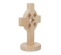 HORIALENCE Standing Cross Handcarved Freestanding Cross Structure for Christian Home Decor for Christmas Religious Occasions Oak Wood Rustic and Elegant and Shelf Display