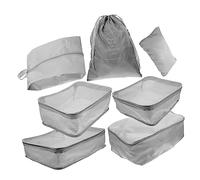 HORIALENCE Travel Storage Bags Set, 7pcs Lightweight Oxford Cloth Packing Organizers, Clothing Packing Cubes for Luggage, Portable Grey Travel Garment Bags for Suitcase