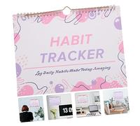 HORIALENCE Undated Habit Tracker Calendar with Binding Reusable Daily and Monthly Planner for Goal Setting Workout Tracking Mood Logging and Motivation Simple Pink and White Design for Wall