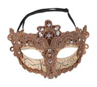 HORIALENCE Venetian Masquerade Costume Mask - Glamorous Golden Mask with Lace and Rhinestones - Half Face Design for Dance Wedding Party Prom Or Carnival Cosplay