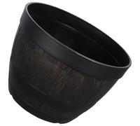 HORIALENCE Vintage Black Plastic Barrel Planter for Flowers Large Capacity