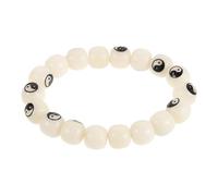HORIALENCE White Bodhi Root Bracelet: Buddhist Prayer Beads - Eight Trigrams Bagua Symbol - Rotating Cylinder Bead Fidget for Meditation Mindfulness Yoga