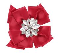 HORIALENCE Wine Red Bow Knot Shoe Clips Pair with Crystal Embellishments 3D Wedding Shoe Buckles for Bridal Heels and Flats for Brides