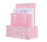 HORIALENCE Wood Calendar Block Decor - Perpetual Desk Calendar Ornament for Shelf Tabletop - Reusable Date Display Block for Teacher Mother