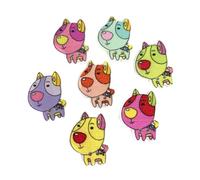 HORIALENCE Wooden Buttons Mixed Random Color with Colorful Cartoon Dog Pattern 50 Pcs Unique Designed DIY Assorted Snaps Decoration for Sewing Projects, 25x18mm for Sewing and Knitting
