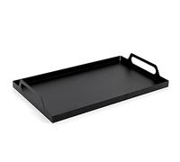 HORIAMIT Rectangle Black Metal Tray with Handles 16x9.5 inches - Multifunctional Serving Tray, Organizer for Room, Table, Bathroom, Fruit, Drink