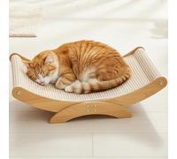 HORIBND Large Cat Scratcher Bed, Wood Cat Couch & Sisal Scratching Board, Sturdy Cat Hammock & Scratch Pad Lounge for Indoor Cats, Multi-Cat Furniture for Deep Sleep