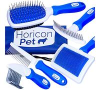 Horicon Pet 6 In 1 Premium Dog Brush Set - Dog Grooming Brushes - Ball Pin & Bristle Brush, Curved Blade Dematting Comb, Slicker Brush, Deshedding Edge Comb, Detangling Pet Comb