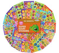 HORIECHALY Scratch and Sniff Stickers, Smelly Stickers 9 Scents 36 Sheets, Fruit and Food Scented Stickers for Kids Reward, Classroom Stickers for Teacher, Students, Elementary, Toddlers