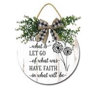 Horienteeon 28cm Dandelion Wall Decor Zen Decor Accept What Is Let Go Of Sign Inspirational Wood Hanging Sign for Bedroom Porch Living Room Kitchen Decor