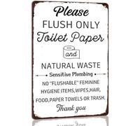 Horienteeon 30x40cm Aluminum Please Flush Only Toilet Paper Metal Sign Bathroom Sign for Toilet Home Art Wall Decoration Funny Bathroom Rules Decor
