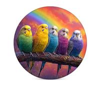 Horienteeon 6Pcs Drink Coasters with Holder Bird Parrot Coasters 10cm Absorbent Cup Mat Set Non-Slip Cork Back for Kinds of Cups Home Kitchen Housewarming