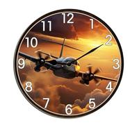 Horienteeon Airplane Wall Clock Adventure Travel Clock For Wall Boy Present Wall Clock Non Ticking Silent Kitchen Clock Battery Operated Clocks For Living Room Bedroom Decor Round 10"