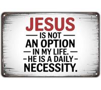 Horienteeon Aluminum Bible Wall Sign Jesus Is Not An Option Metal Signs Religious Prayer Metal Signs Bible Verse Positive Quotes Gifts Home Bedroom Office 14x20cm
