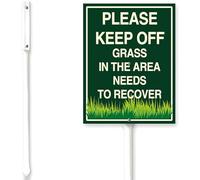 Horienteeon Aluminum Outdoor Sign, 7x8.8inch, Keep Off Grass, Lawn, Wildflower, Garden, Rectangular, Green, Practical, Pole Mount, UV Protected, Rustfree, Waterproof