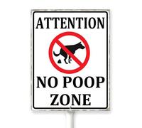 Horienteeon Attention No Poop Zone Sign With Stake No Pee Or Poop Dog Signs Aluminum Decoration Rustproof Sturdy Wildflowers For Outdoor Stake Set Easy Install 7x8.8"