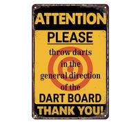 Horienteeon Attention Please Throw Darts In The General Direction of The Dart Board Sign 14x20cm Aluminum Vintage Dart Room Accessories Poster for Home Games Room Men Cave Cafes Bars Pubs Wall Decor