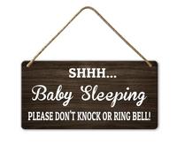 Horienteeon Baby Sleeping,Please Don't Knock Or Ring Bell. Wooden Sign Do Not Disturb Wooden Wall Hanger Indoor Outdoor Farmhouse Home Porch Party Decor 8x16inch