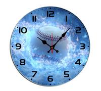 Horienteeon Baseball Wall Clock Baseball Ball Sport Wooden Decorative Clock For Living Room, Battery Operated Easy To Read Bedroom, Bathroom And Kitchen Housewarming Seasonal Round 12 Inch