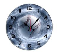 Horienteeon Baseball Wall Clock Baseball Ball Sport Wooden Decorative Silent Non Ticking Battery Operated Wood Clock For Bedroom Bathroom Living Room Office School Kitchen Round 12 Inch