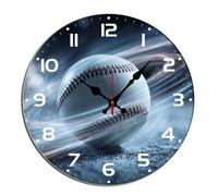 Horienteeon Baseball Wall Clock Baseball Ball Sport Wooden Decorative Silent Non Ticking Battery Operated Wood Clock For Bedroom Bathroom Living Room Office School Kitchen Round 10 Inch