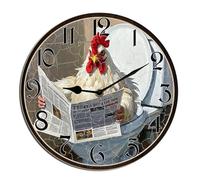 Horienteeon Bathroom Wall Clock Toilet Chicken Wooden Wall Clocks Wall Clock Art Hanging Clocks Silent Non-Ticking Wall Clock Battery Operated Home Decorative Wall Clocks Round 10"