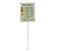 Horienteeon BBQ Rules Sign With Stake BBQ Rules Yard Sign 8x12 Inch Aluminum Garden Ground Sign Porch Farmhouse Ranch Neighbor Farm Courtyard Lawn Grass Sign