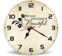 Horienteeon Be Your Own Kind Of Beautiful Wooden Wall Clocks Art Silent Non-Ticking Wall Clock, Round Arabic Numeral Decorative Wall Clocks 25cm Christian Jesus Wall Clock for Kitchen Bathroom