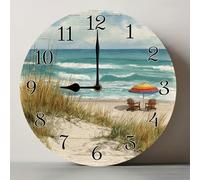Horienteeon Beach Ocean Seaside Scenery Round Wall Clock 25cm