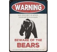 Horienteeon Bear Sign Beware of Bear Sign 20x30cm Aluminum Warning Signs for House Outdoor Club Yard Fence Funny Animal Signs for Wall Decor