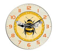 Horienteeon Bee Wall Clock Honeybee Wooden Desk Kitchen Decor Decorative Battery Operated Clocks For Living Room Bedroom Bathroom Farmhouse Round 10"
