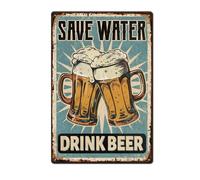 Horienteeon Beer Metal Sign Bar Signs Save Water Drink Beer Sign 20x30cm Aluminum Retro Bar Accessories Decor for Home Games Room Men Cave Cafes Bars Pubs Wall Decor
