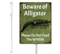 Horienteeon Beware of Alligator Please Do Not Feed The Wildlife Yard Sign with Stakes 20×30cm, Sturdy Aluminum Yard Signs Rust Free, Wildlife Sanctuary Metal Sign, Animal Sanctuary Funny Signs