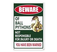 Horienteeon Beware of Ball Python Snake Aluminium/Metal Sign 14×20cm, Sturdy Aluminum Metal Signs Rust Free, Weatherproof Outdoor Signs for Yard Garden Lawn Street Outdoor, Easy Mounting