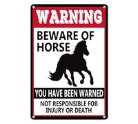 Horienteeon Beware of Horse Aluminum Signs 30×40cm, Sturdy Aluminum Metal Signs Rust Free, Vintage Metal Warning Signs About Horse Activity Areas for Outdoor Grass Lawn Yards Home Wall